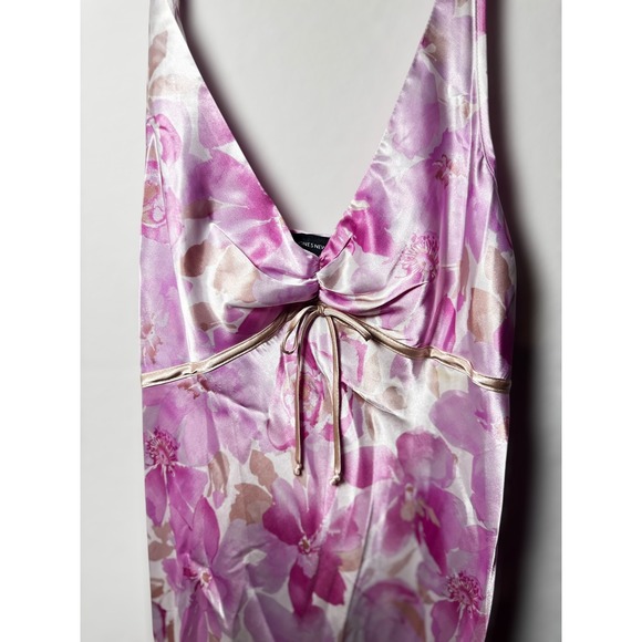 VTG Jones New York Floral‎ Romantic Satin Slip Dress Pink Spaghetti Strap Y2K - Picture 3 of 9